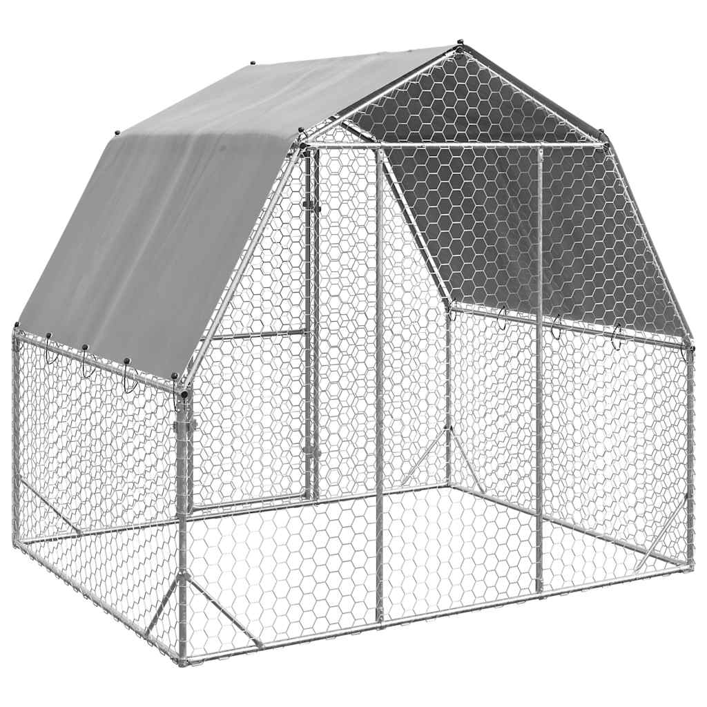 vidaXL Chicken Run with Roof 2.5x2x2.25 m Galvanised Steel