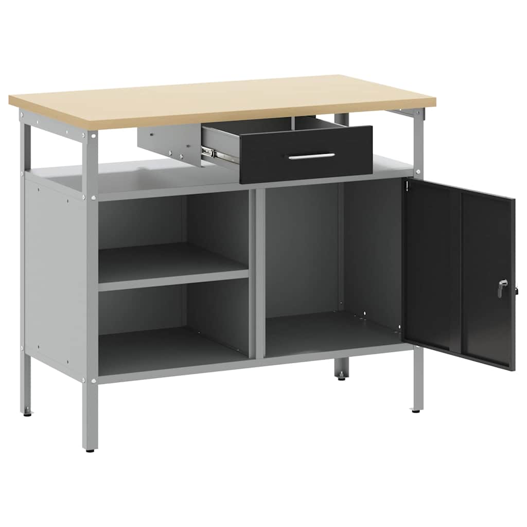 Work Bench with Drawer Black and Grey 100 x 55 x 85 cm