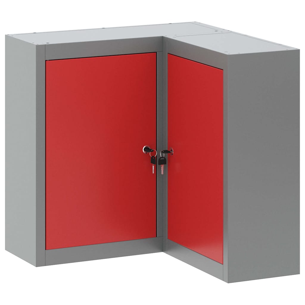Tool Cabinet with Shelf with Lock Red and Grey 55 x 55 x 55 cm