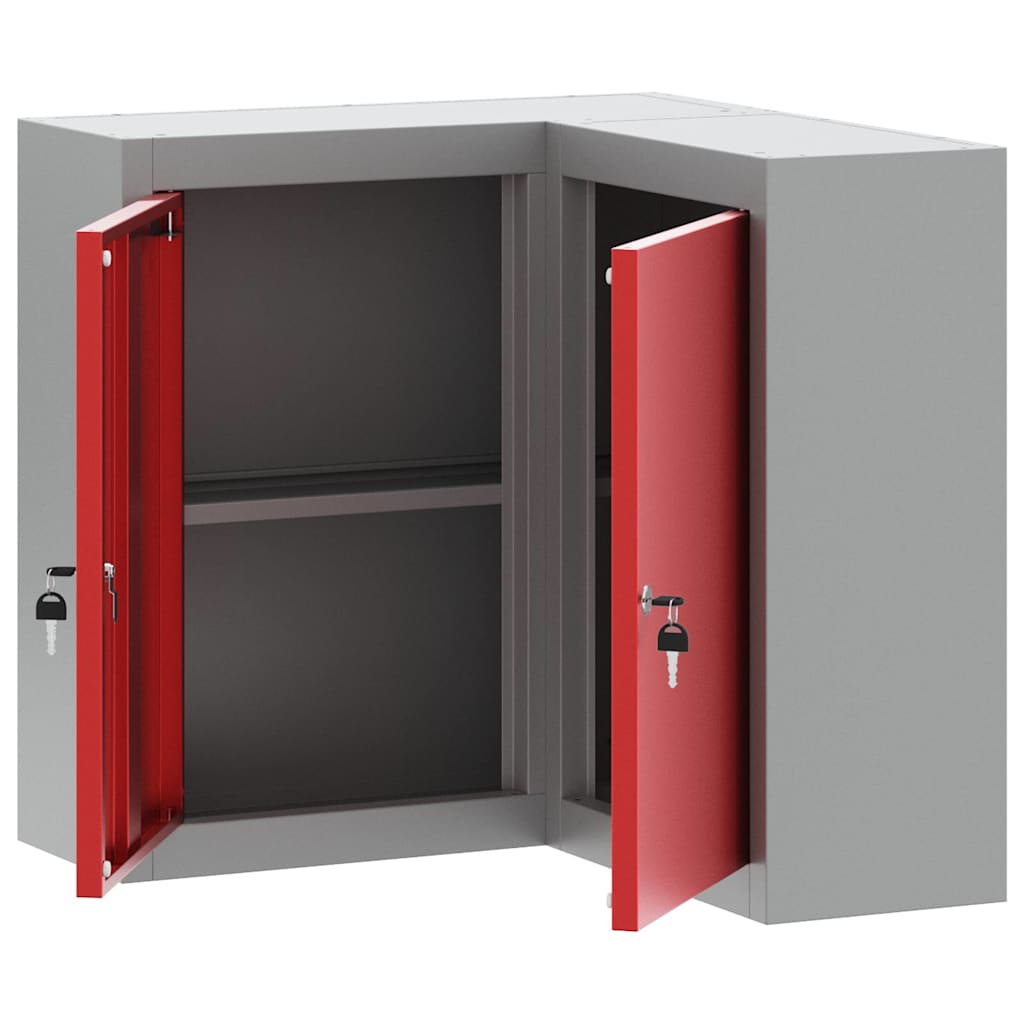 Tool Cabinet with Shelf with Lock Red and Grey 55 x 55 x 55 cm