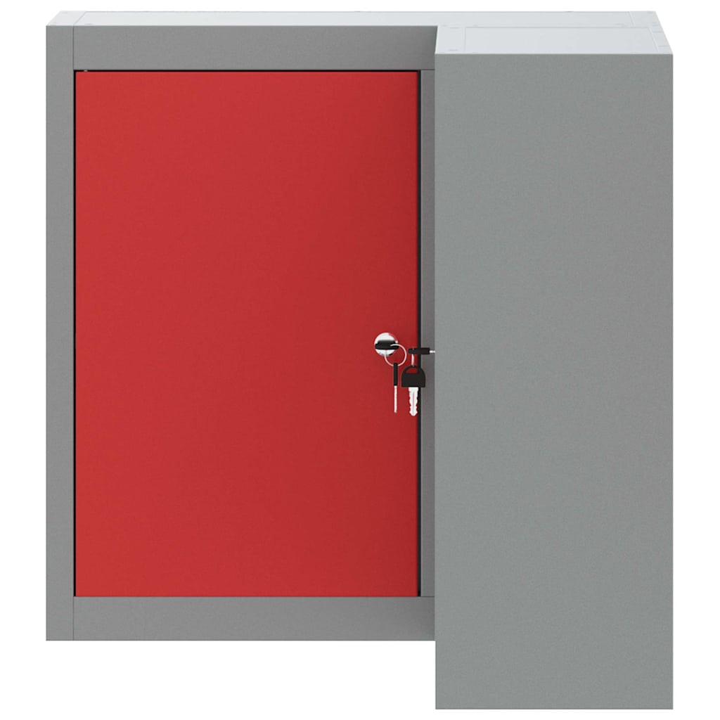 Tool Cabinet with Shelf with Lock Red and Grey 55 x 55 x 55 cm