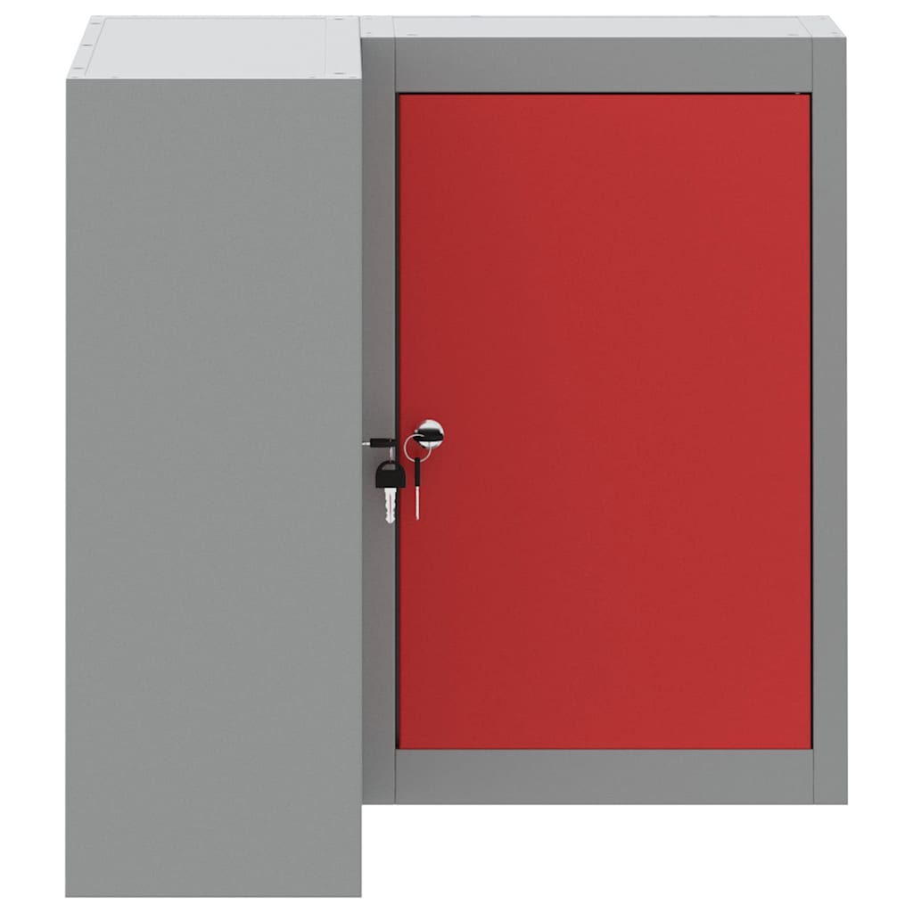 Tool Cabinet with Shelf with Lock Red and Grey 55 x 55 x 55 cm