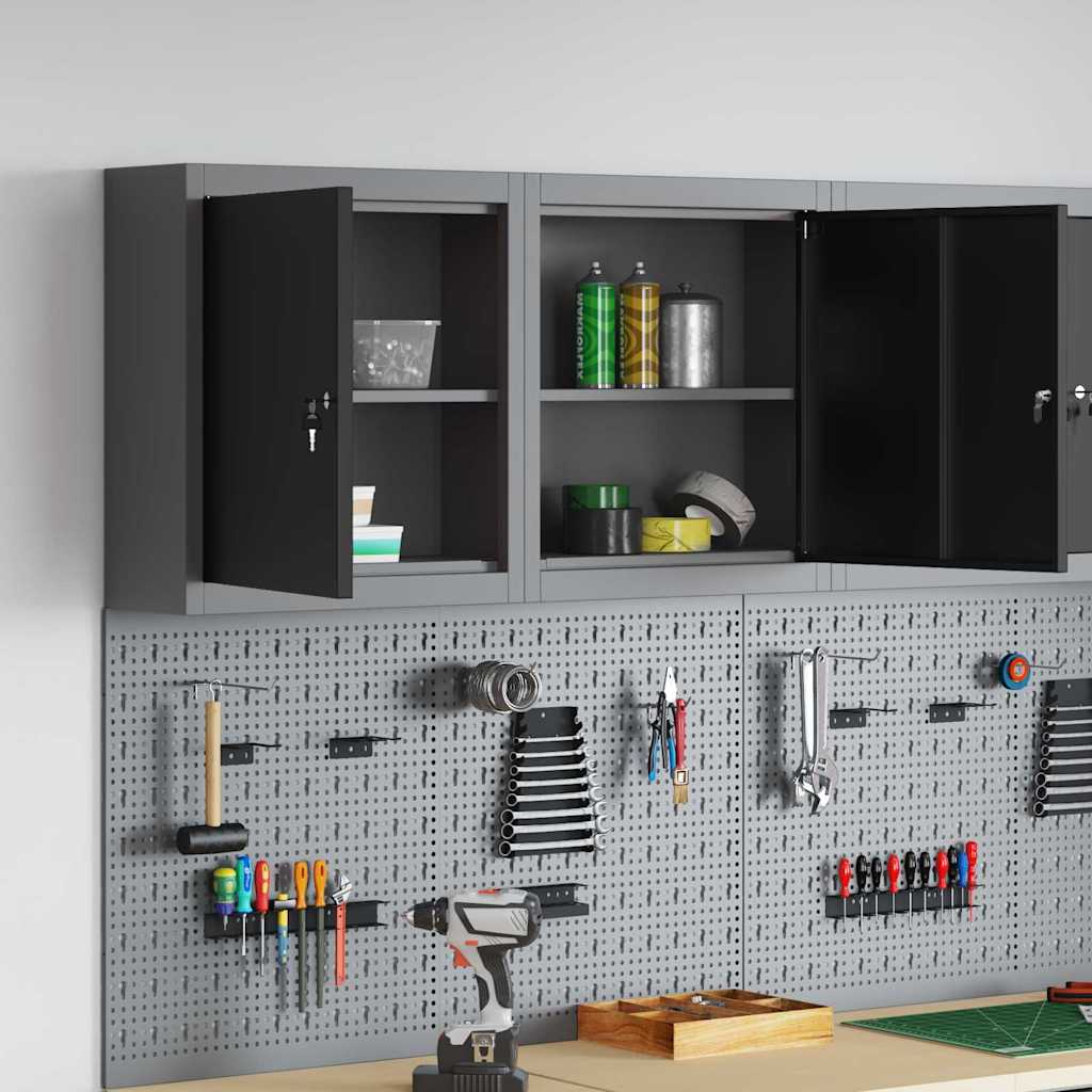 Tool Cabinet with Shelf Black and Grey 50 x 20 x 55 cm Steel