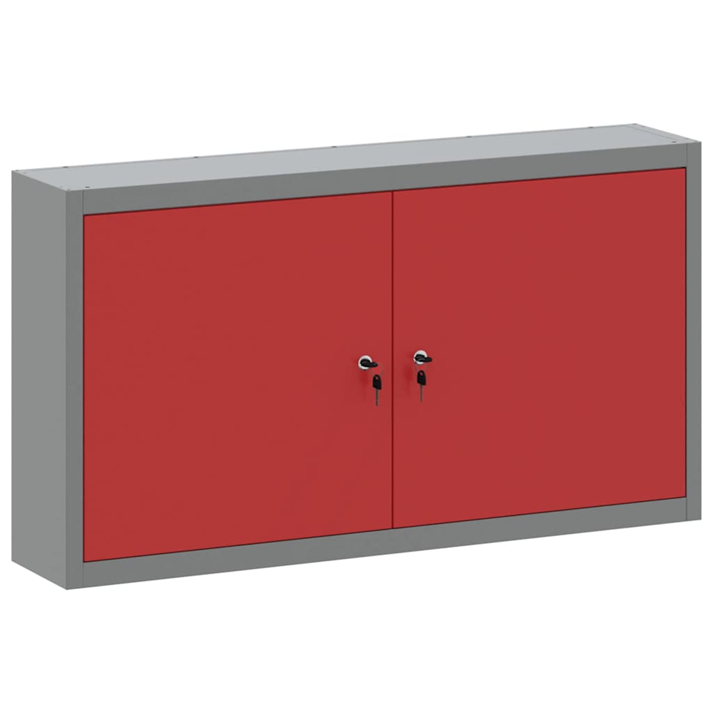 Tool Cabinet with Shelf with Lock Red and Grey 100 x 20 x 55 cm