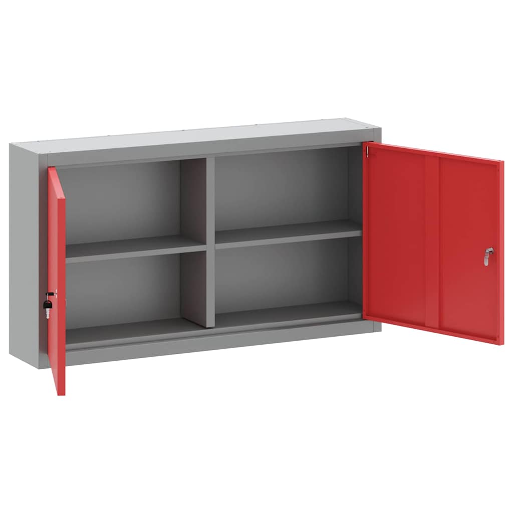 Tool Cabinet with Shelf with Lock Red and Grey 100 x 20 x 55 cm