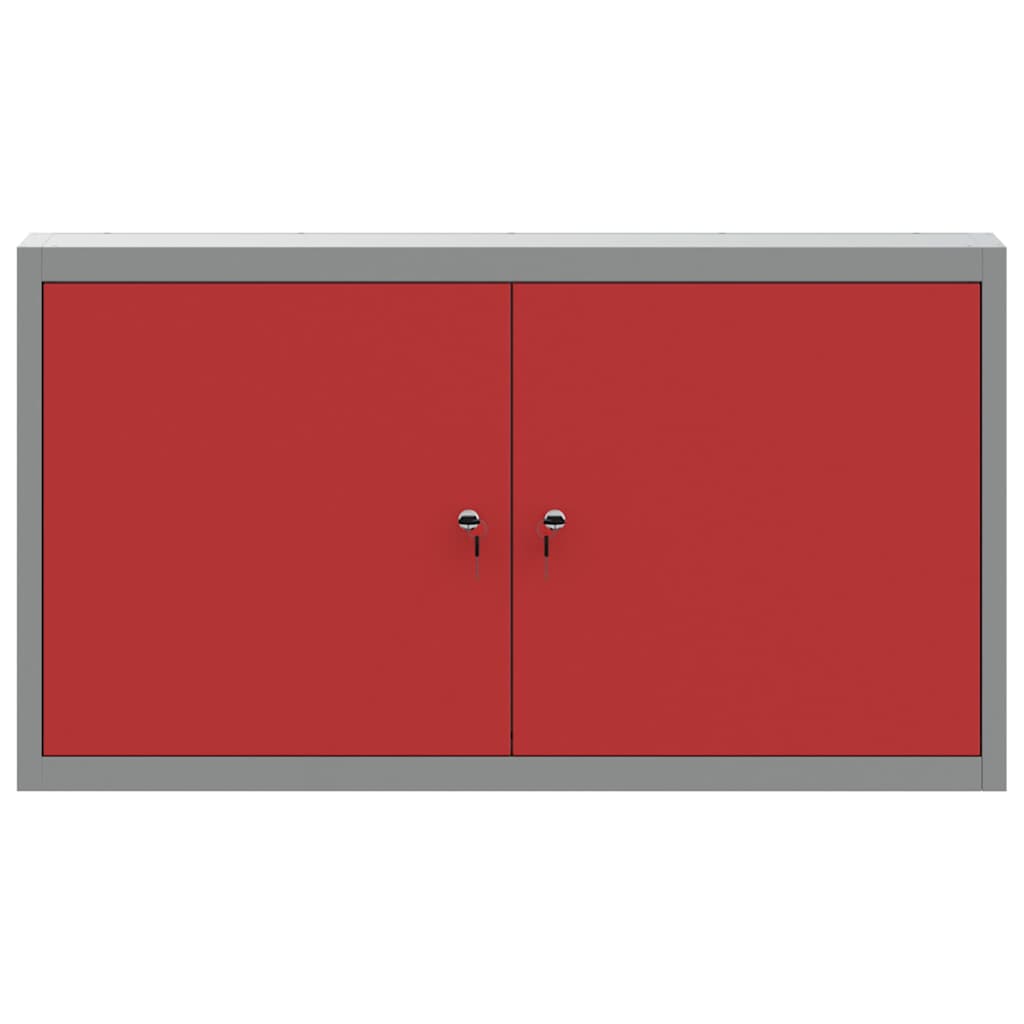 Tool Cabinet with Shelf with Lock Red and Grey 100 x 20 x 55 cm