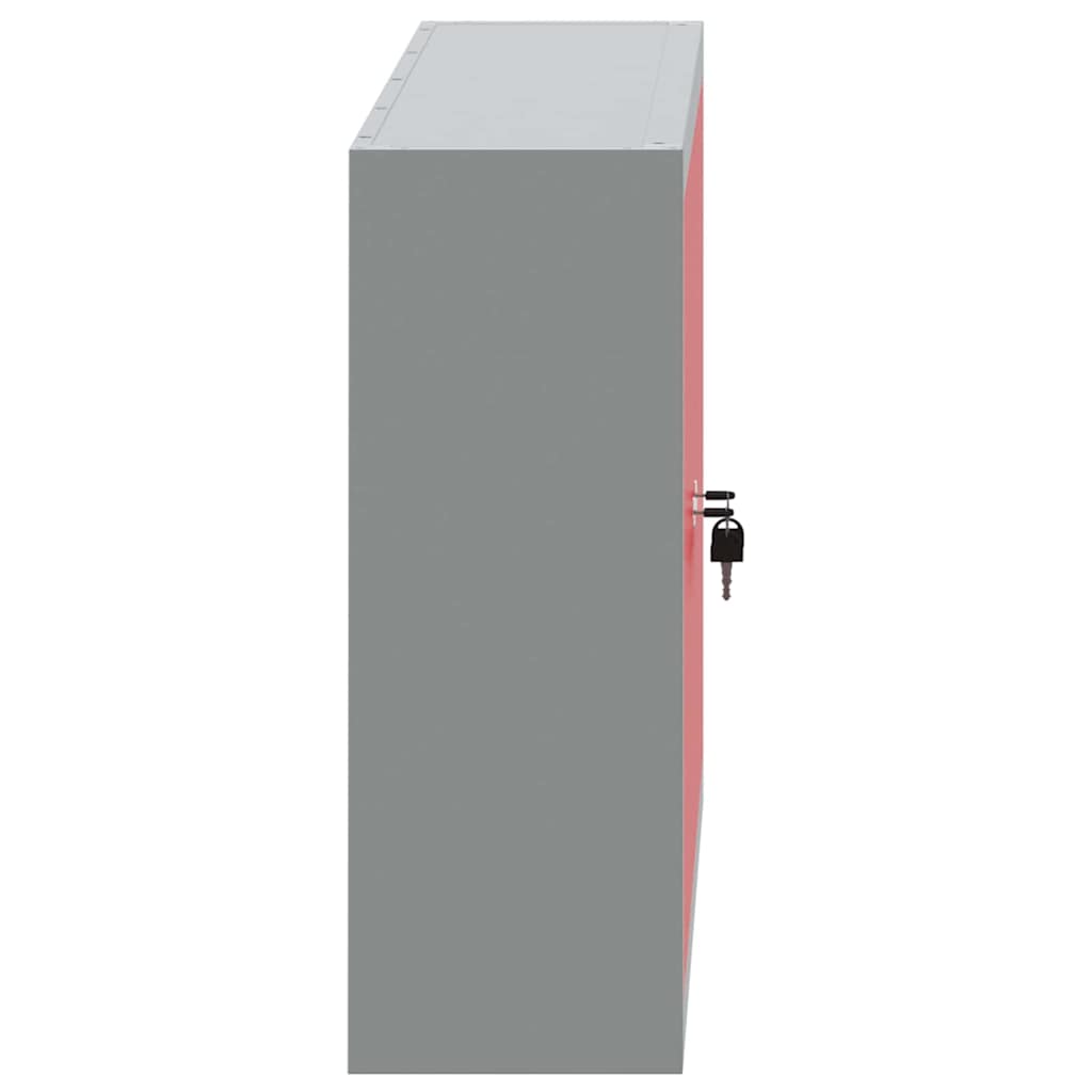 Tool Cabinet with Shelf with Lock Red and Grey 100 x 20 x 55 cm