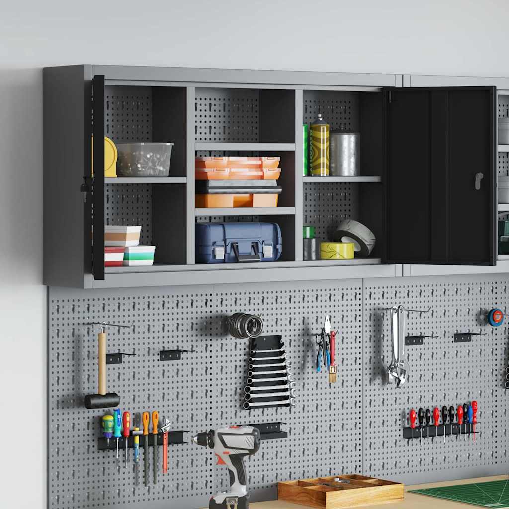 Tool Cabinet with Shelf Black and Grey 100 x 20 x 55 cm