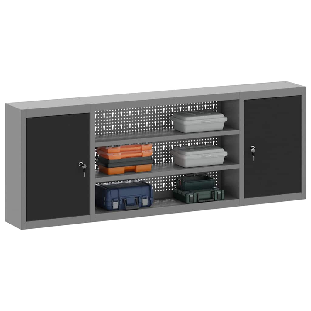 Tool Cabinet with Shelf Black and Grey 150 x 20 x 55 cm