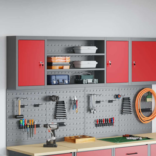 Tool Cabinet with Shelf Red and Grey 150 x 20 x 55 cm Steel