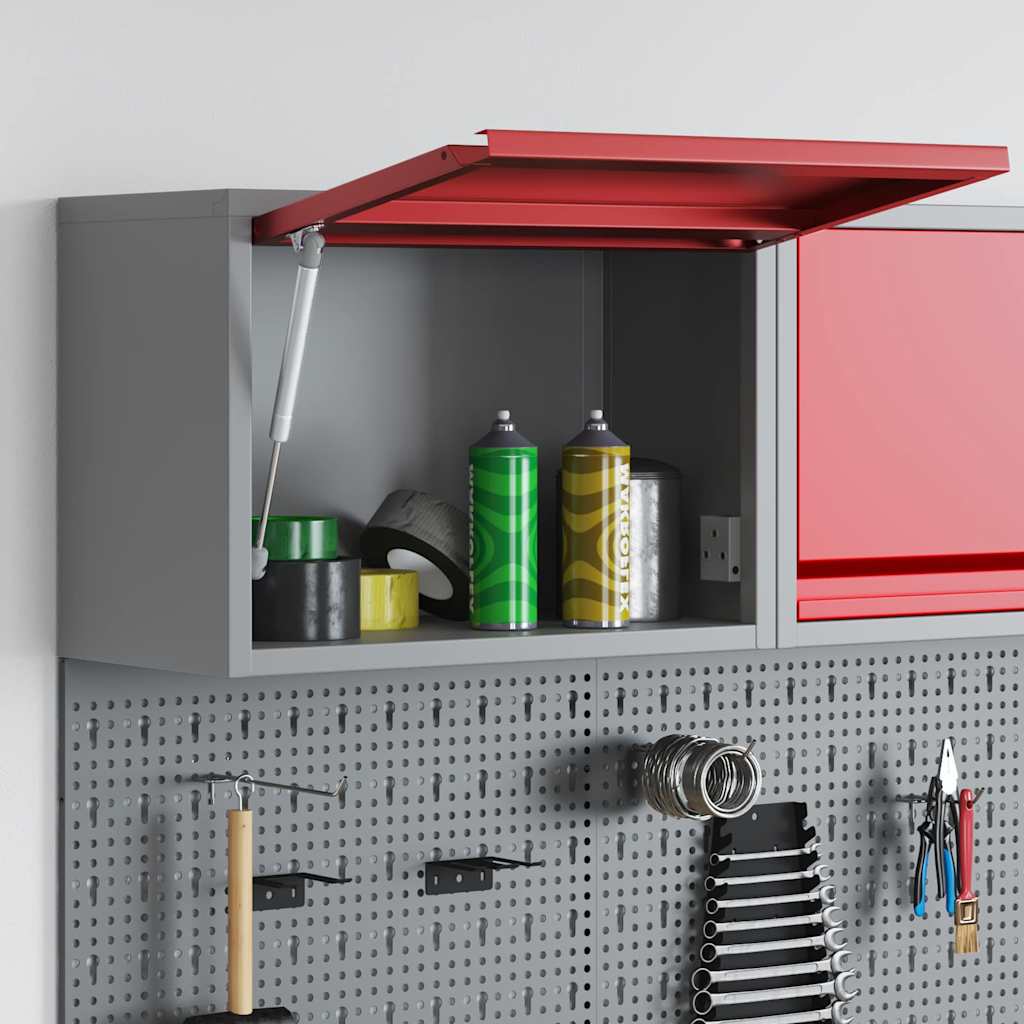Tool Cabinet with Storage Red and Grey 50 x 25 x 35 cm