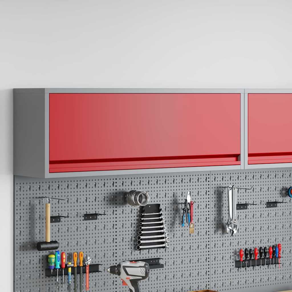 Tool Cabinet with Storage Red and Grey 100 x 25 x 35 cm