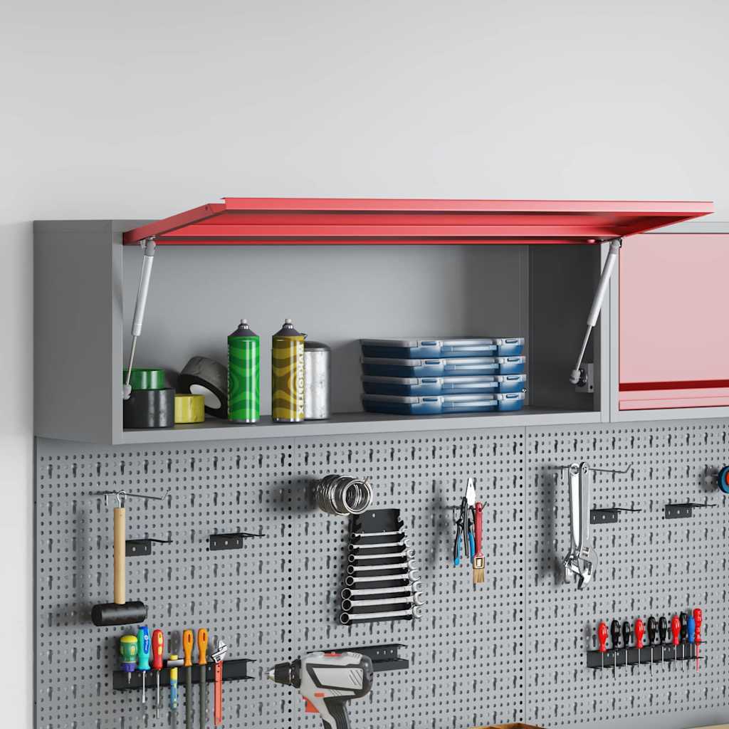 Tool Cabinet with Storage Red and Grey 100 x 25 x 35 cm