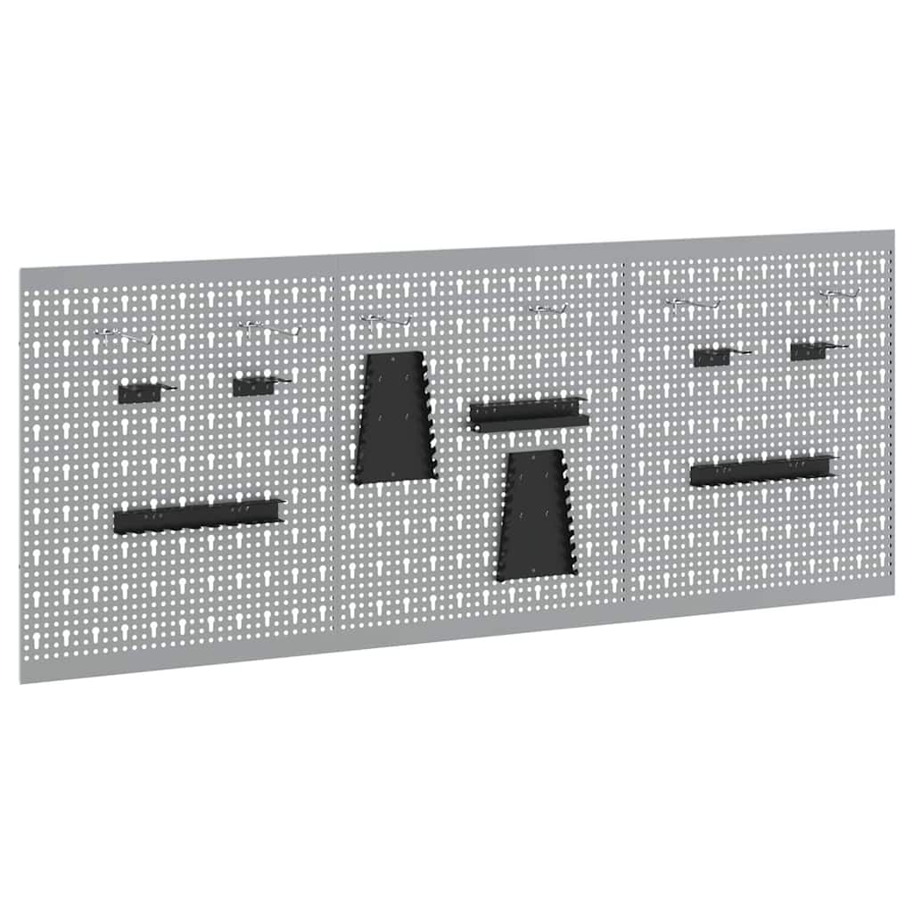 Tool Wall Panel 3 pcs Grey 150 x 1 x 60 cm Steel