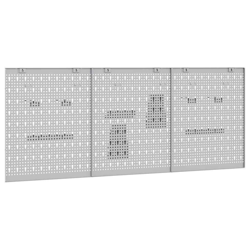 Tool Wall Panel 3 pcs Grey 150 x 1 x 60 cm Steel