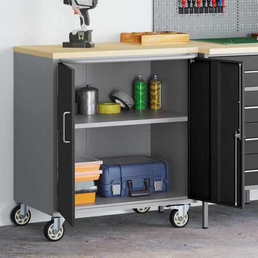 Trolley Rolling Workbench Black and Grey 75 x 45 x 85 cm