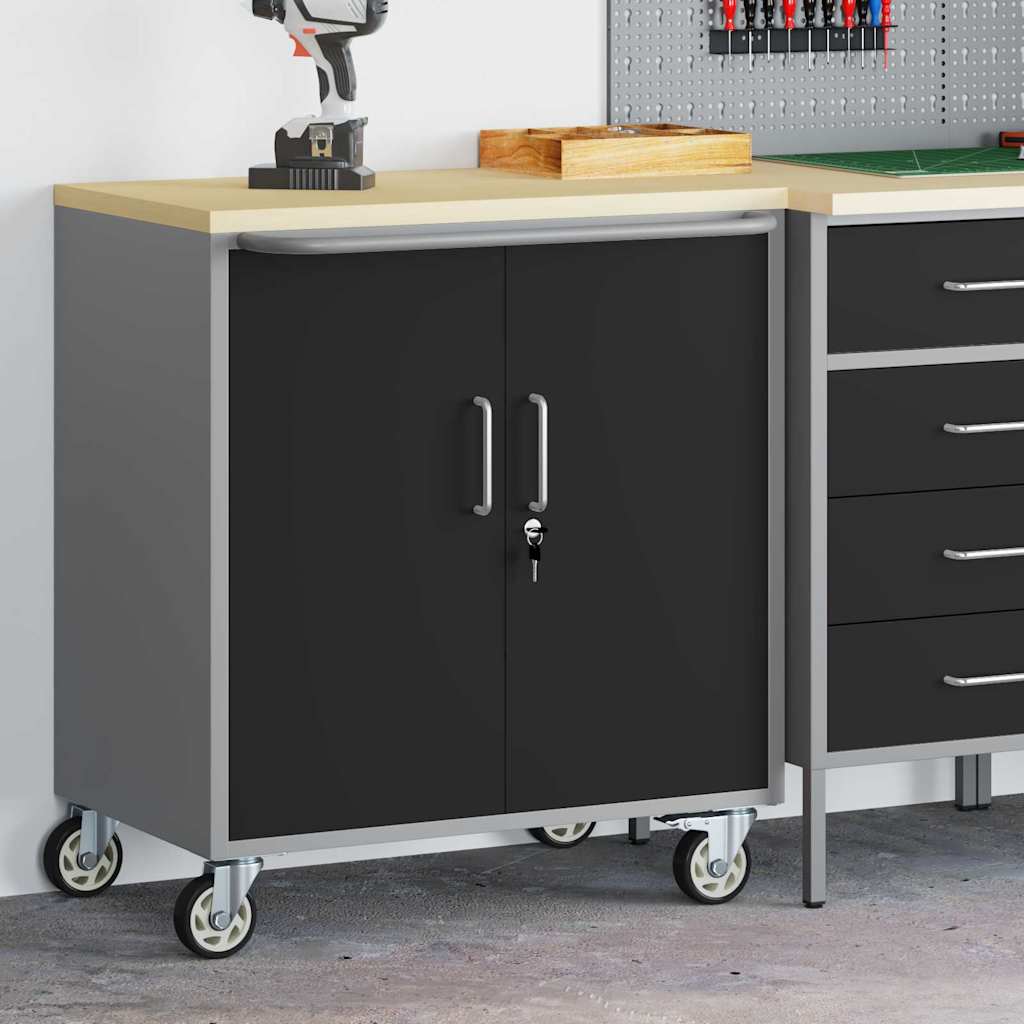 Workshop Bench with Shelf Black and Grey 75 x 45 x 85 cm