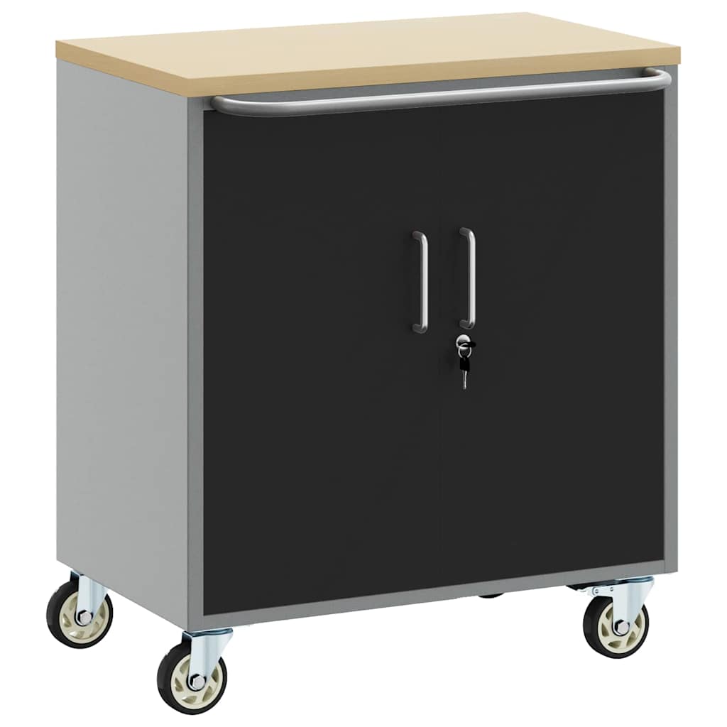 Workshop Bench with Shelf Black and Grey 75 x 45 x 85 cm