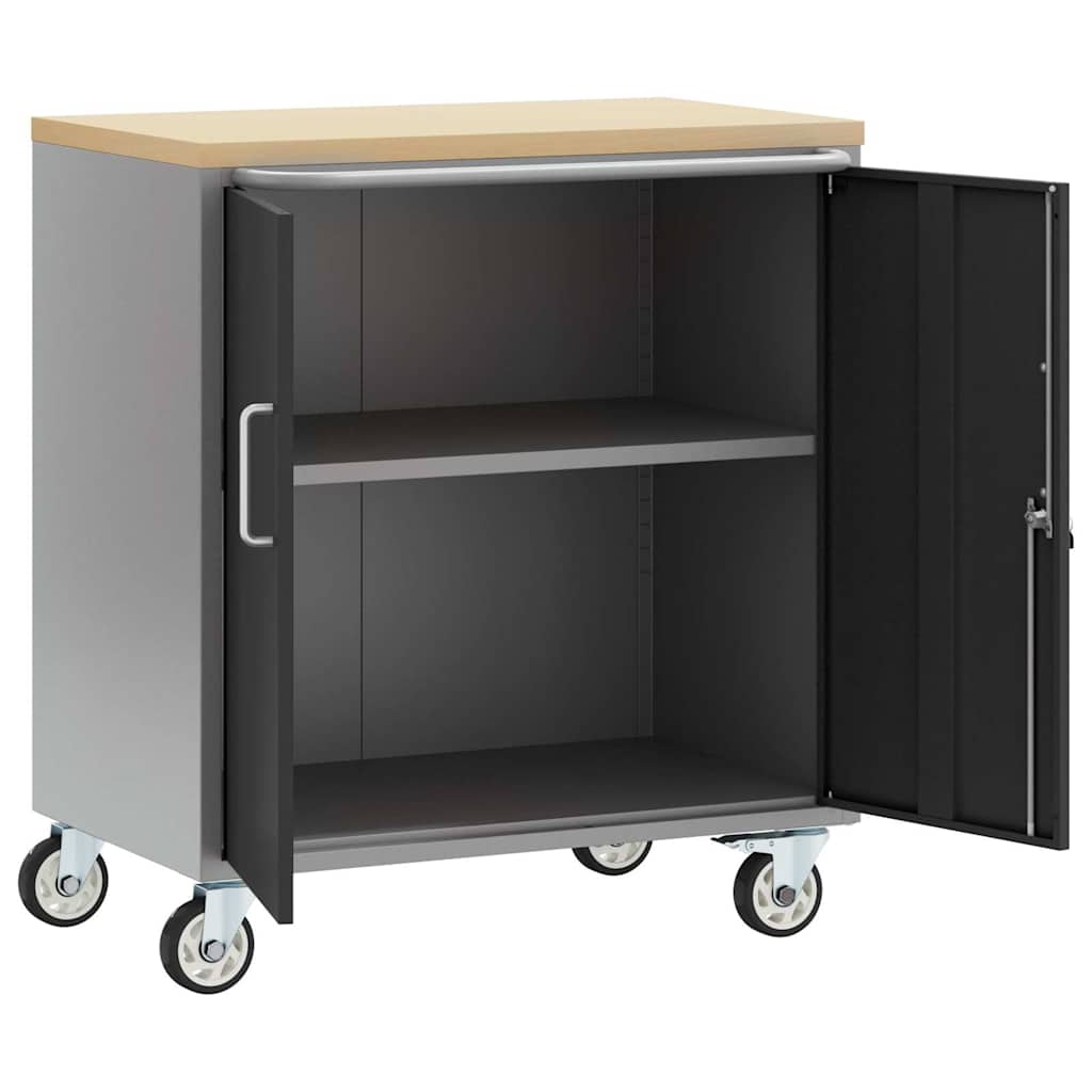Workshop Bench with Shelf Black and Grey 75 x 45 x 85 cm