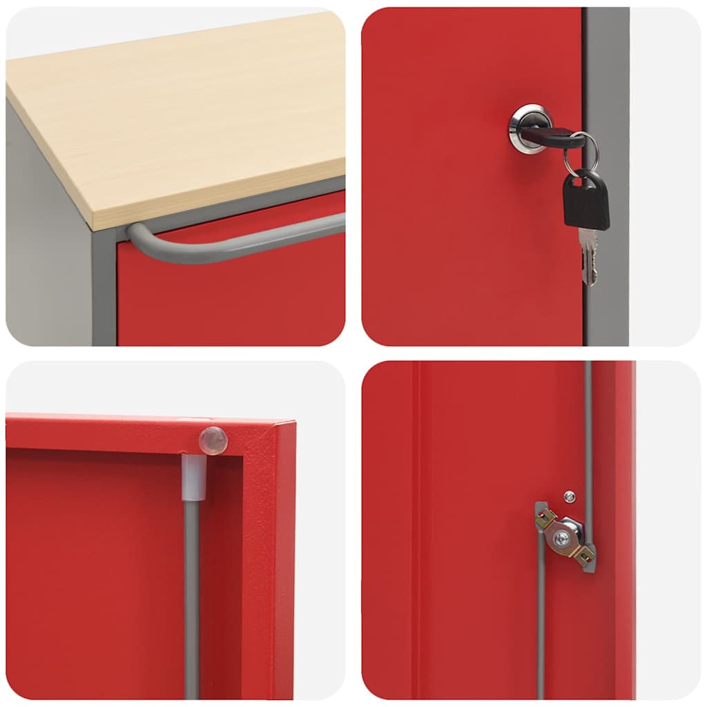 Workshop Bench with Shelf Red and Grey 75 x 45 x 85 cm