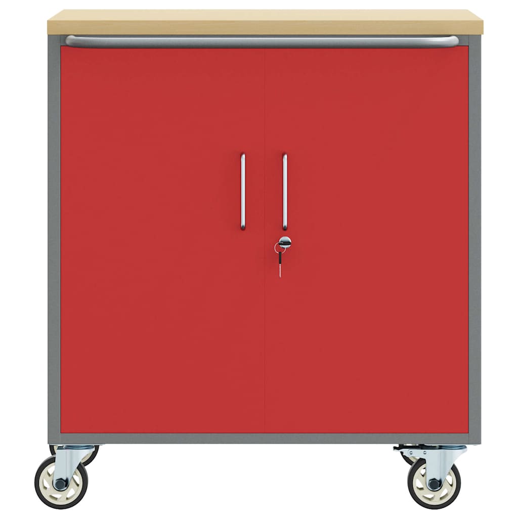 Workshop Bench with Shelf Red and Grey 75 x 45 x 85 cm