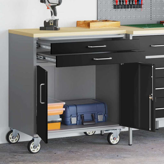 Trolley Rolling Workbench Black and Grey 75 x 45 x 85 cm