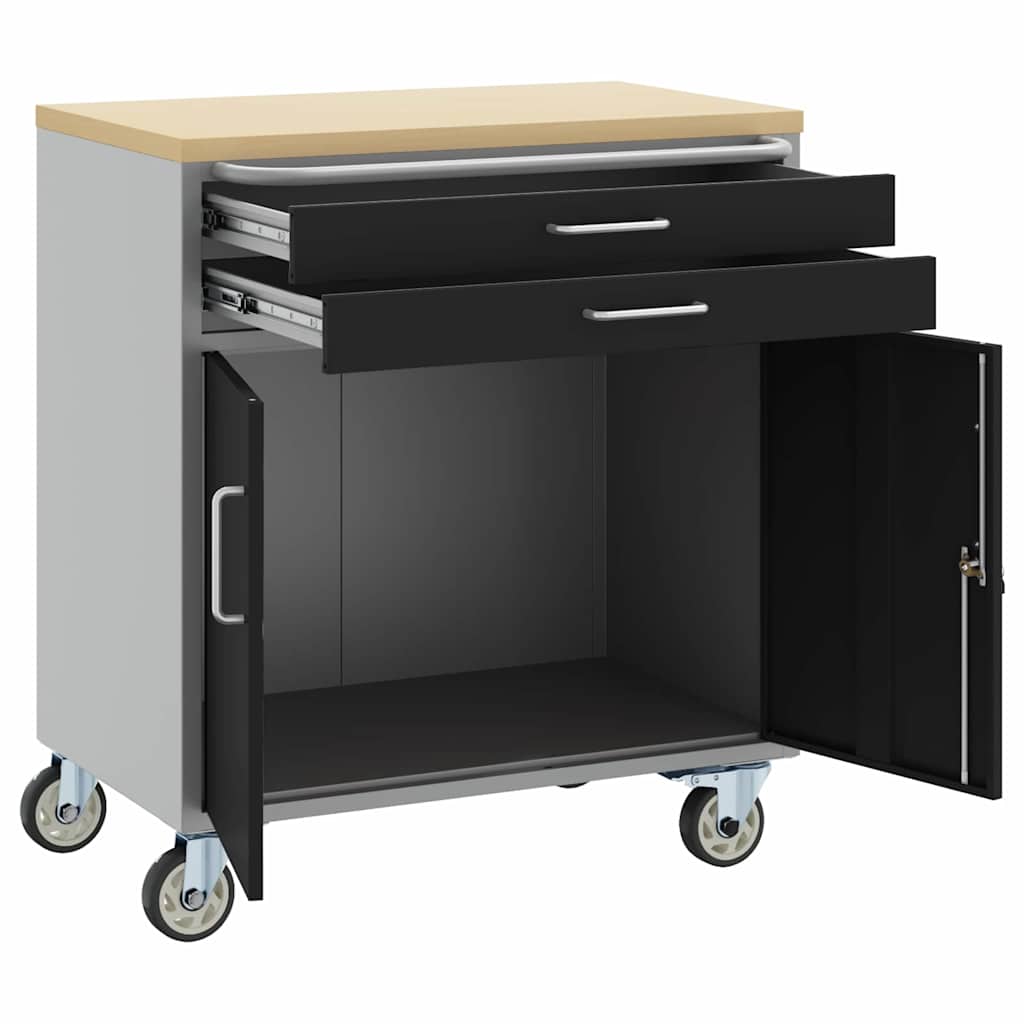 Workshop Bench with Drawer Black and Grey 75 x 45 x 85 cm