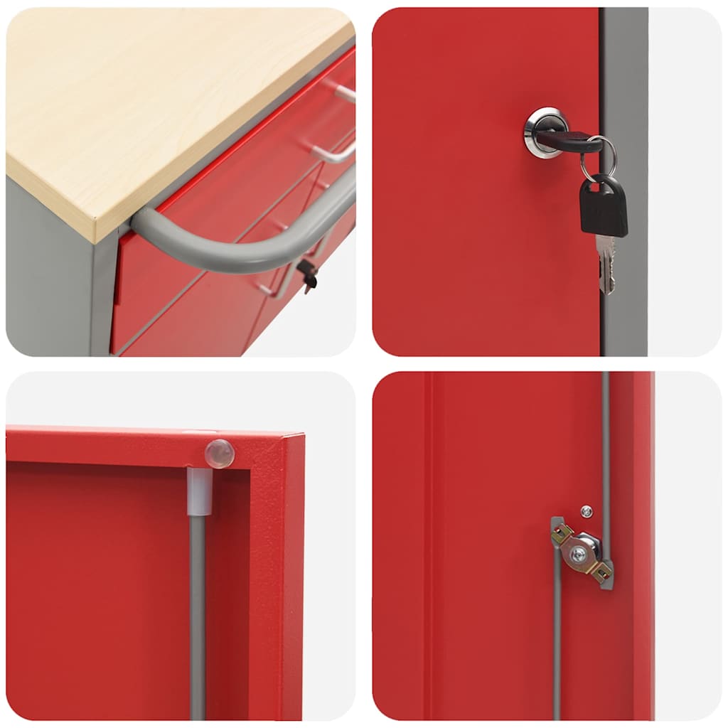 Workshop Bench with Drawer Red and Grey 75 x 45 x 85 cm