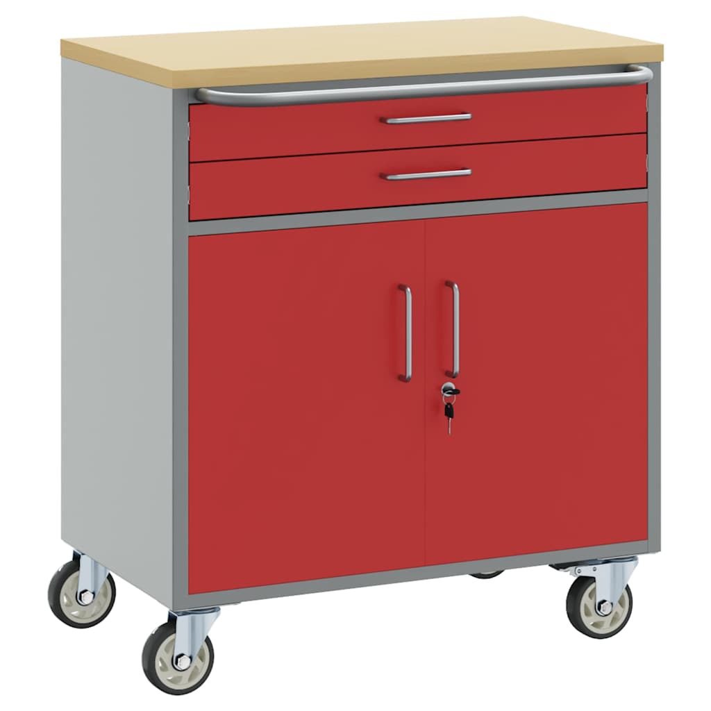 Workshop Bench with Drawer Red and Grey 75 x 45 x 85 cm