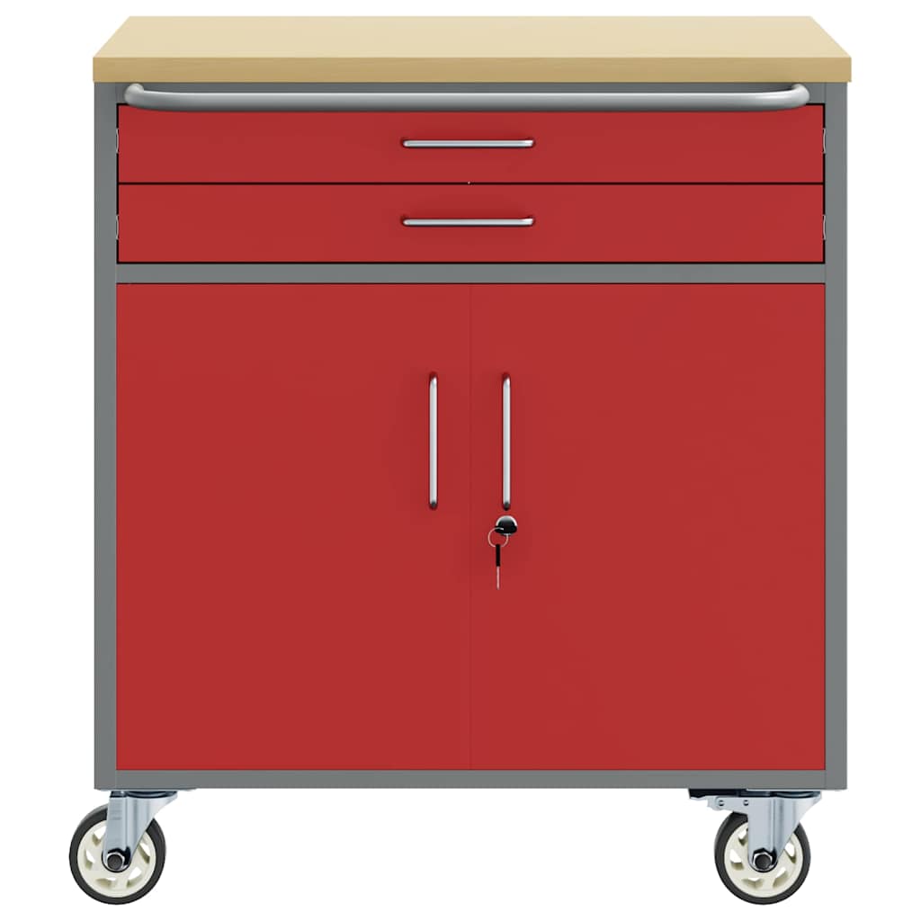 Workshop Bench with Drawer Red and Grey 75 x 45 x 85 cm