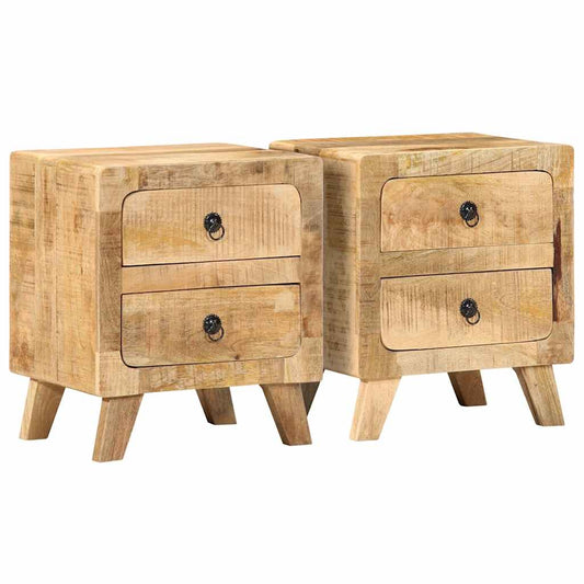 vidaXL Bedside Cabinet 2 pcs 40x32x46 cm Solid Wood Rough Mango