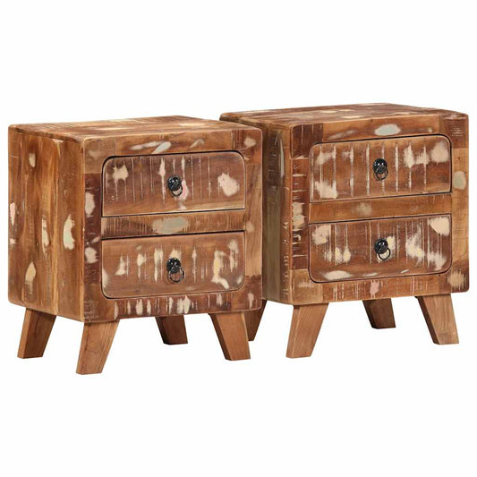 vidaXL Bedside Cabinet 2 pcs 40x32x46 cm Solid Wood Reclaimed