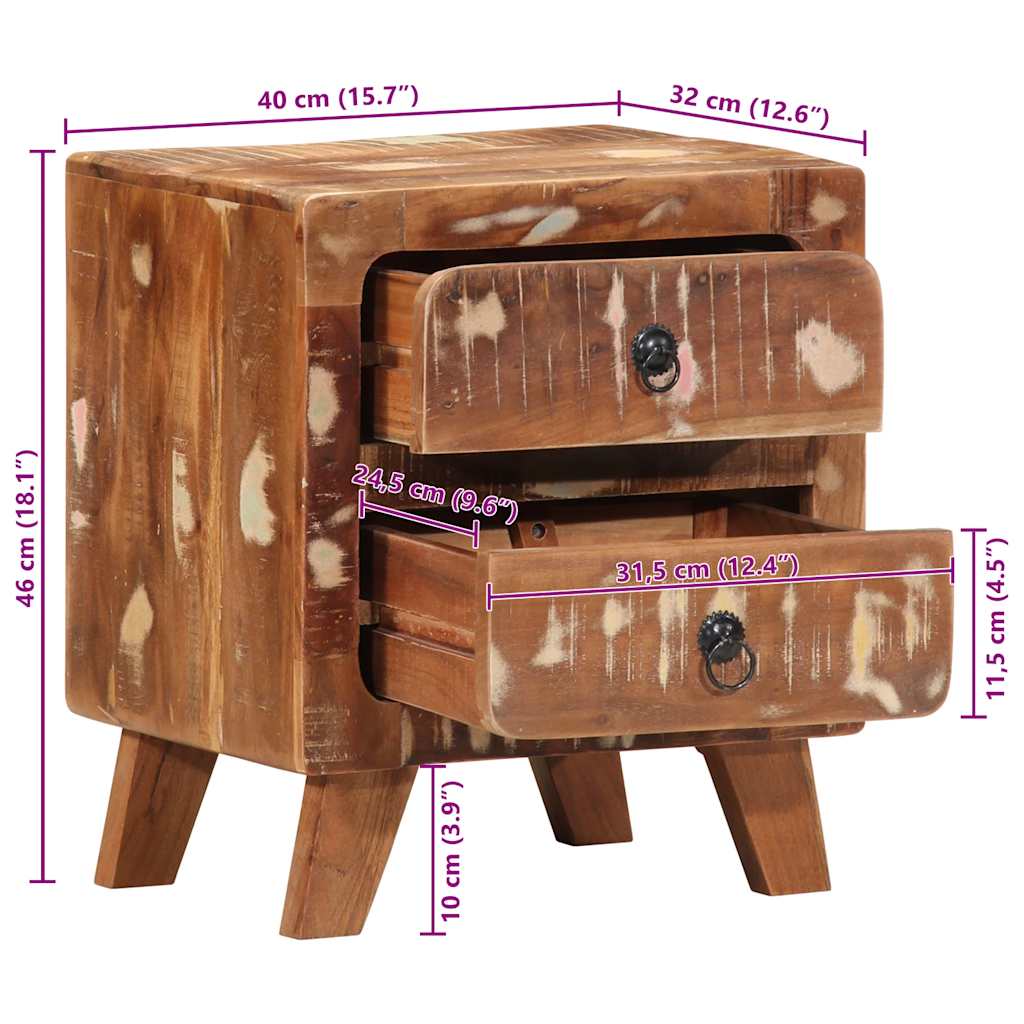 vidaXL Bedside Cabinet 2 pcs 40x32x46 cm Solid Wood Reclaimed