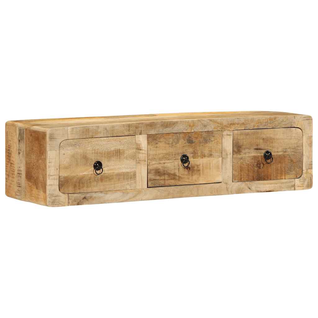 Wall-mounted TV Cabinet 100x32x25 cm Solid Wood Rough Mango