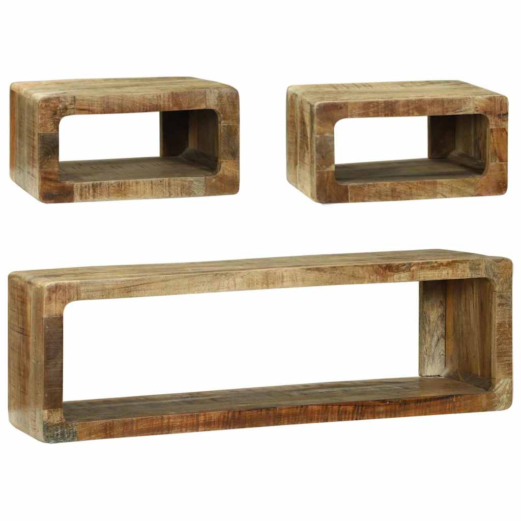 TV Cabinet Set with Shelf 3 pcs Brown Solid Mango wood
