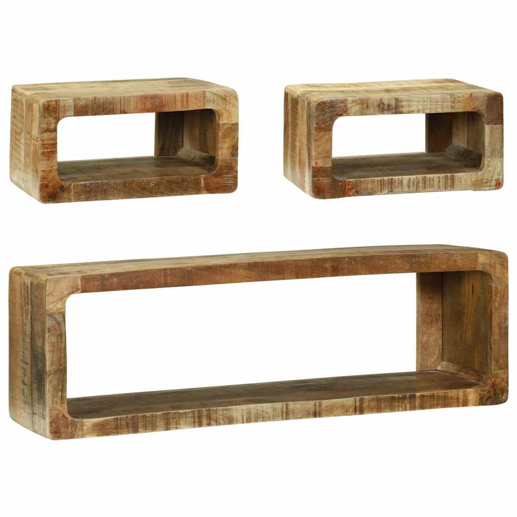 TV Cabinet Set with Shelf 3 pcs Brown Solid Mango wood