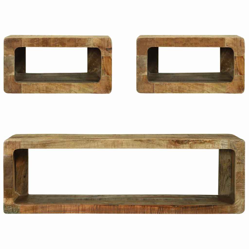 TV Cabinet Set with Shelf 3 pcs Brown Solid Mango wood