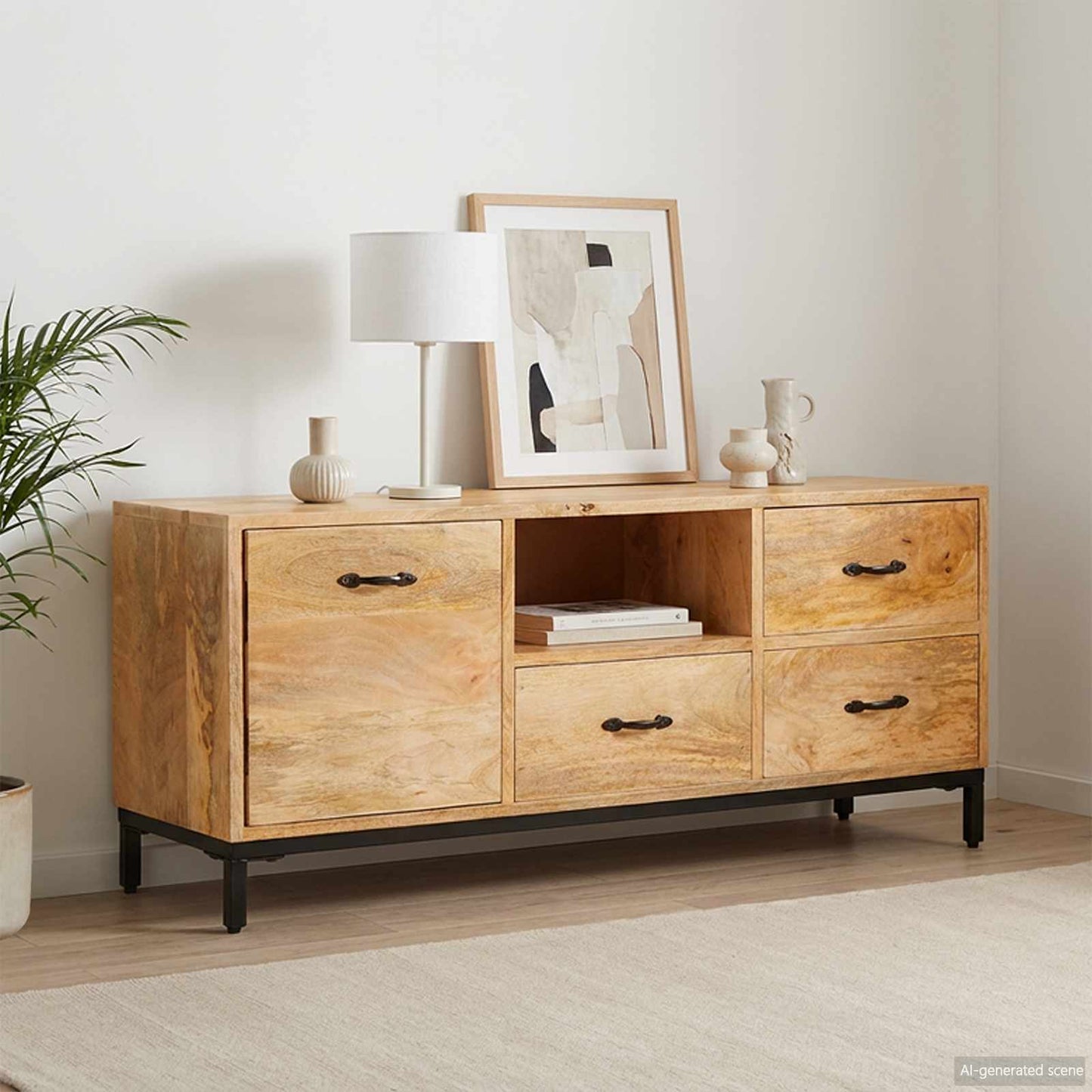 TV Stands with Drawer Brown 110 x 30 x46 cm Solid Mango Wood