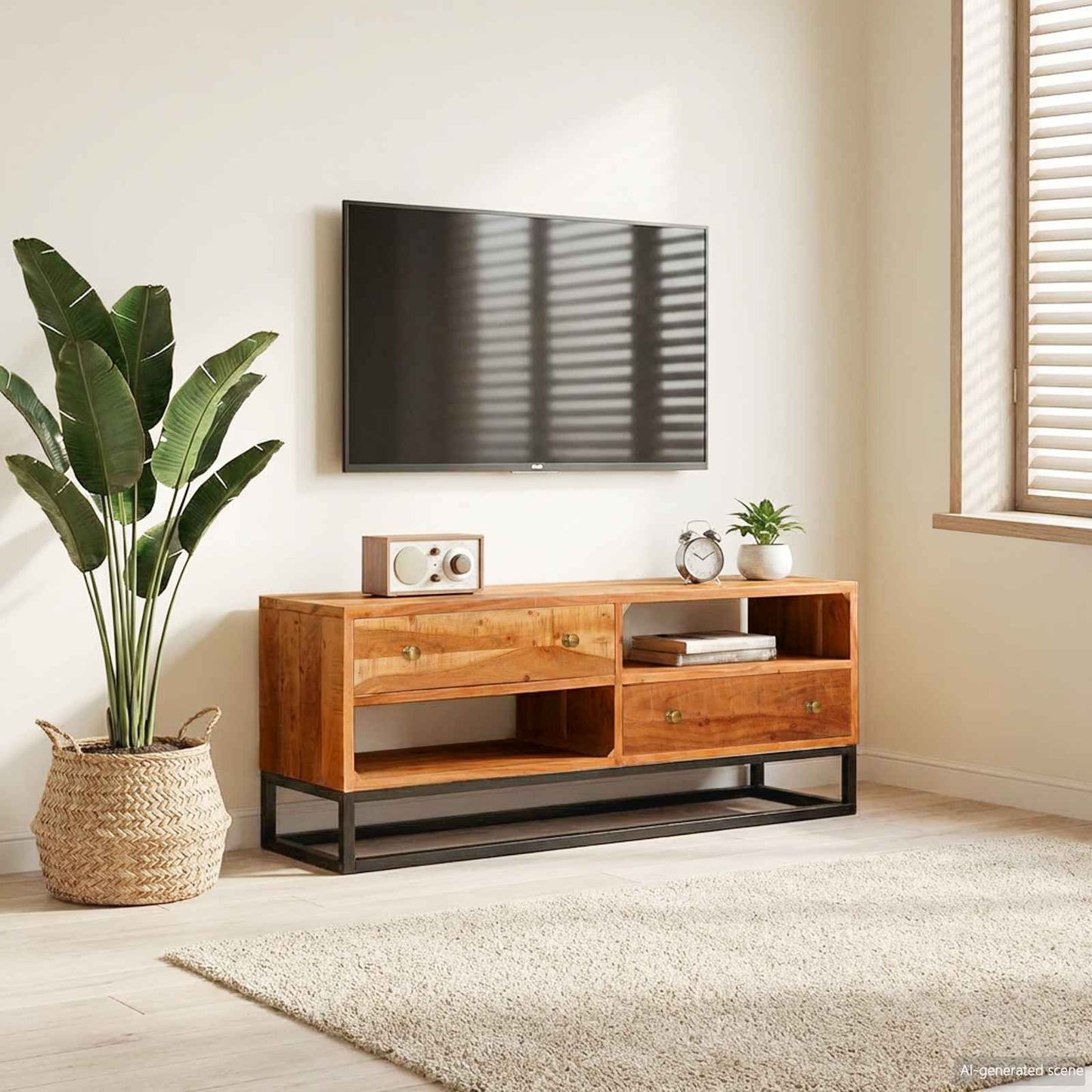 Sideboard Beta Natural 70 x 30 x 75 cm Solid Acacia Wood
