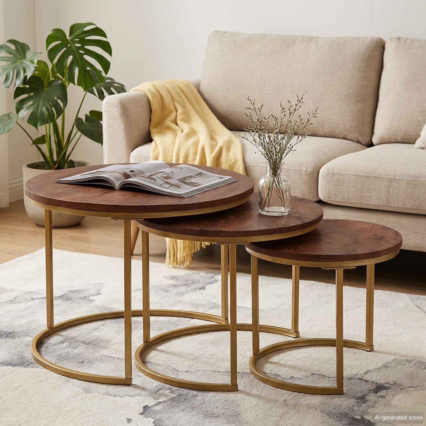 Nesting Coffee Tables 3 pcs Dark Brown 60 x 60 x 45 cm