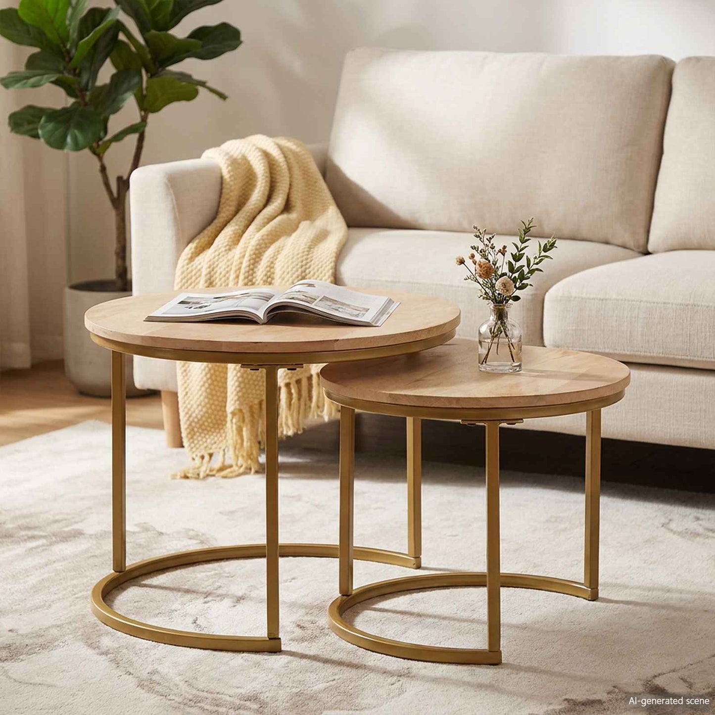 Nesting Coffee Tables 2 pcs Brown 50 x 50 x 40 cm