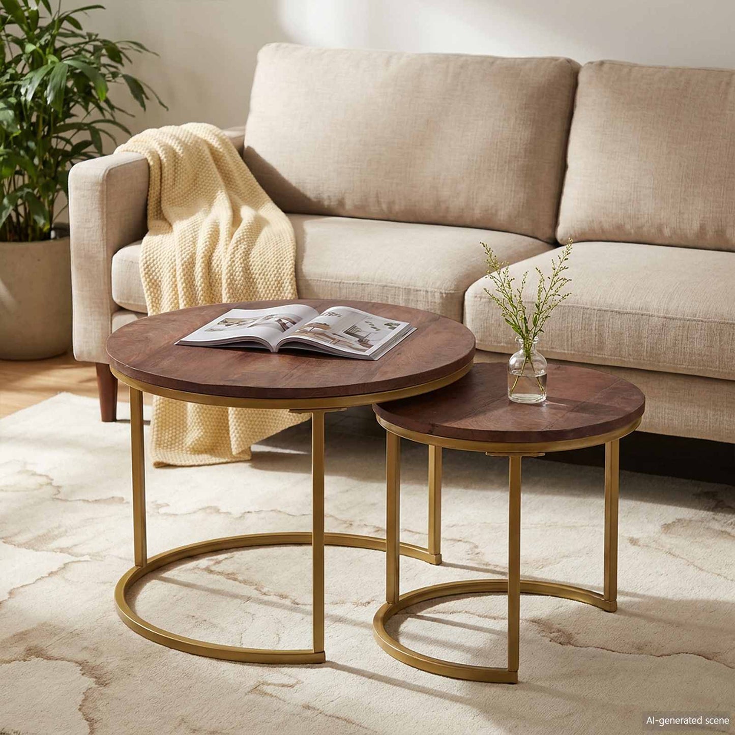Nesting Coffee Tables 2 pcs Dark Brown 50 x 50 x 40 cm