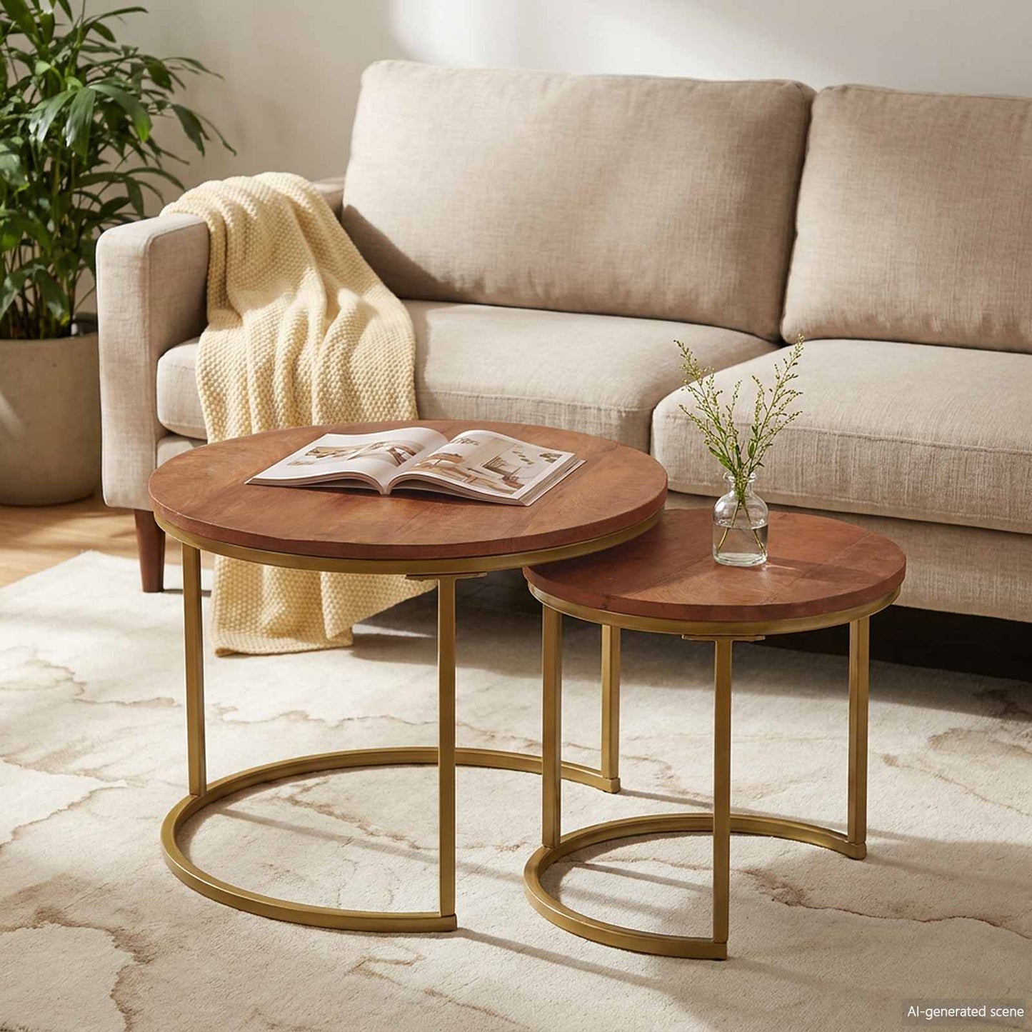 Nesting Coffee Tables 2 pcs Honey Brown 50 x 50 x 40 cm