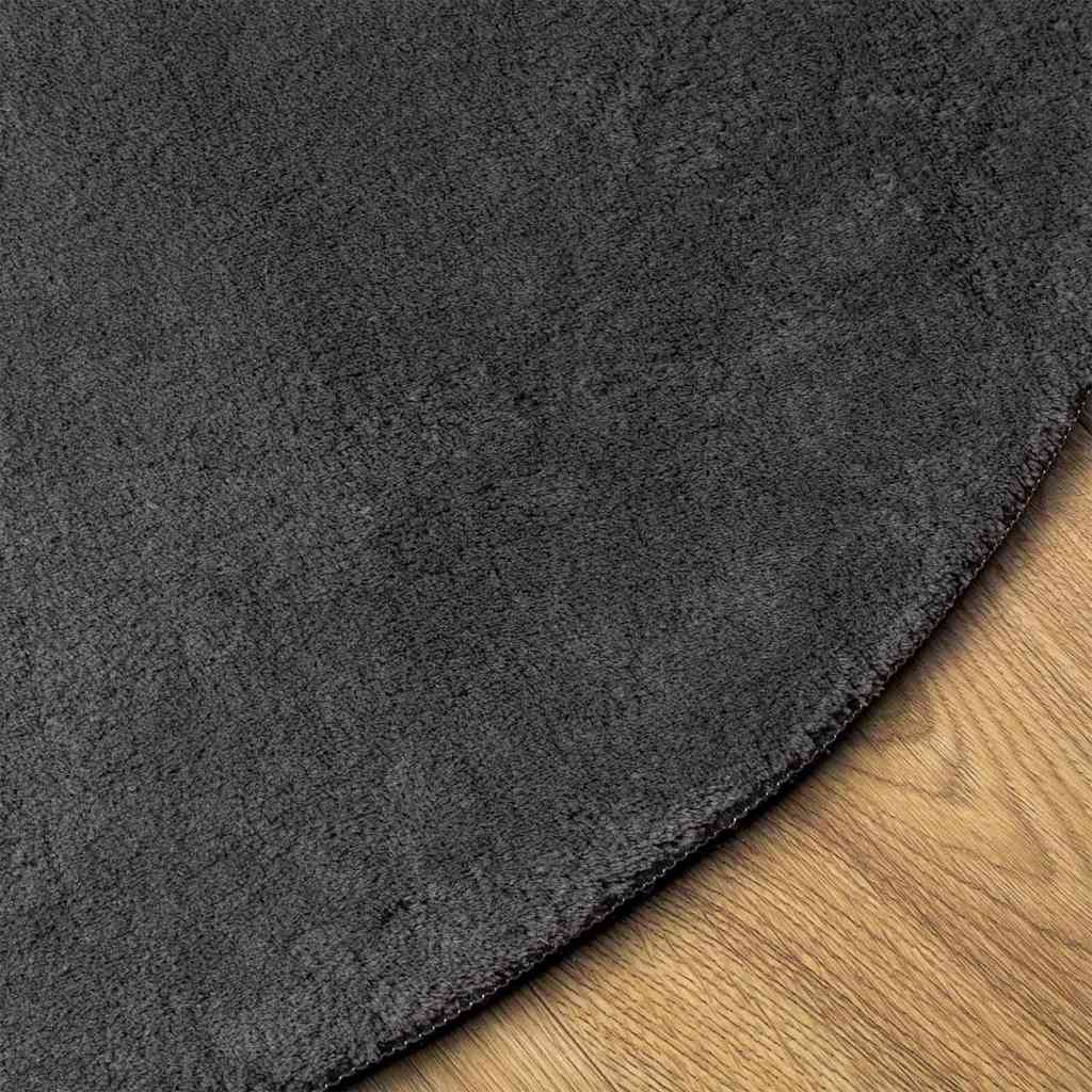 Area Rugs Oval HUARTE Anthracite 160 x 230 cm 100% Polyester