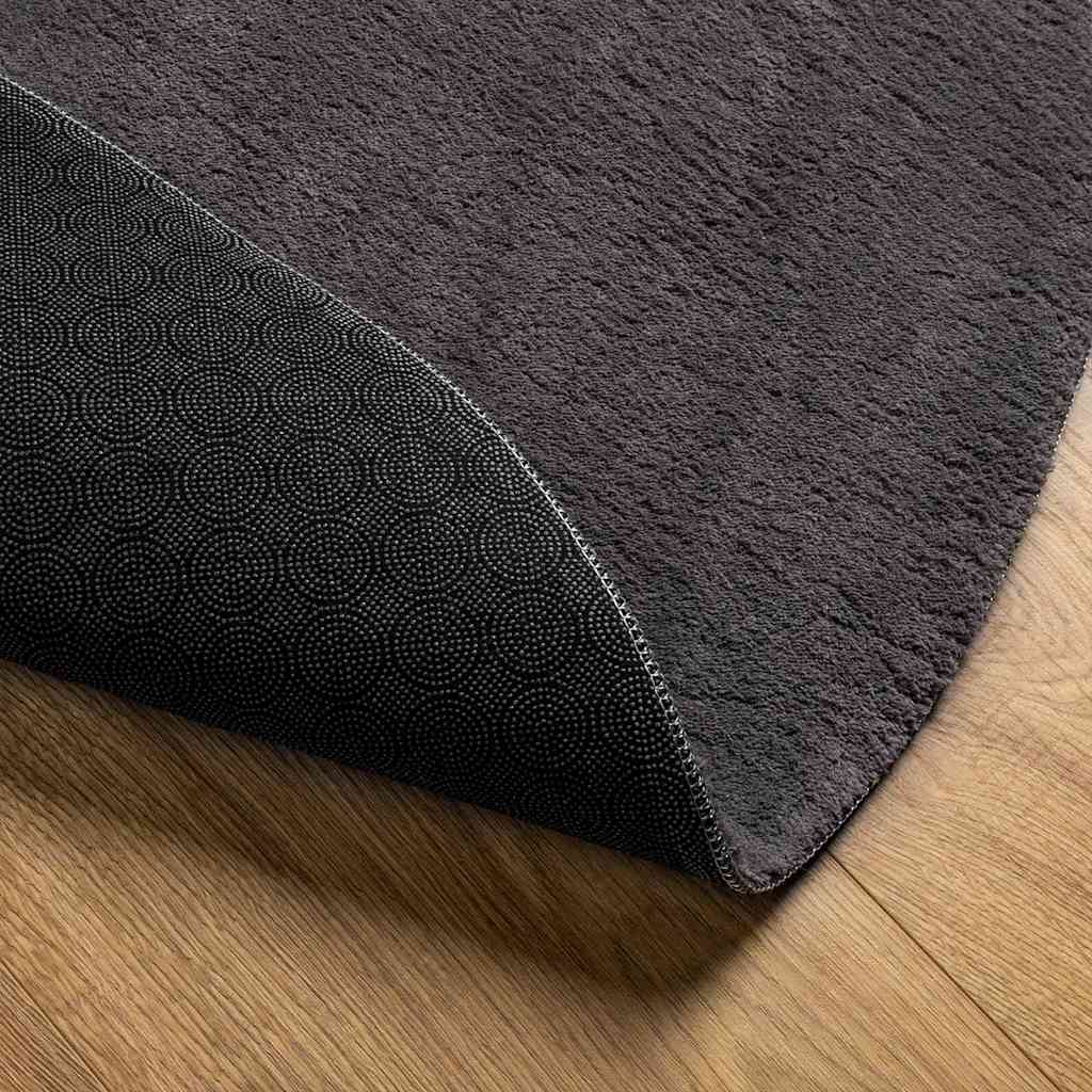 Area Rugs Oval HUARTE Anthracite 160 x 230 cm 100% Polyester
