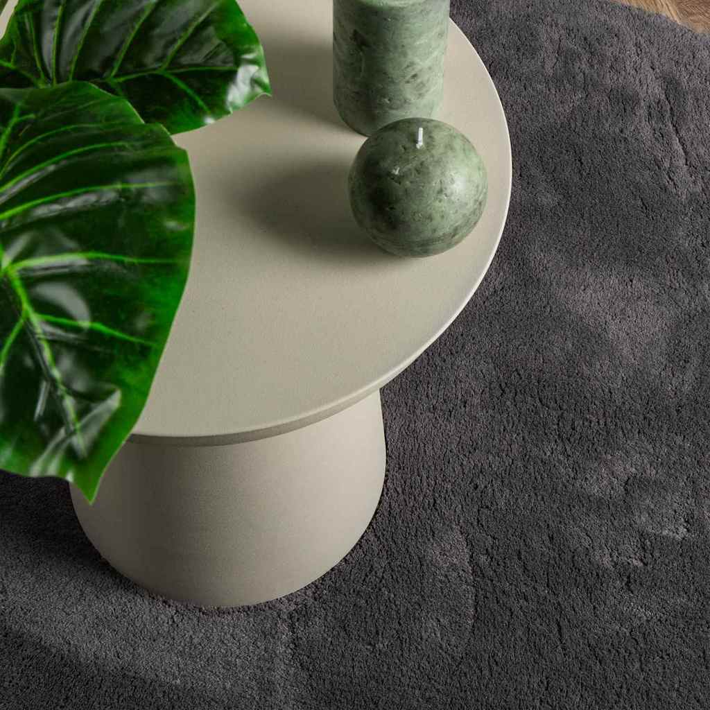 Area Rugs Oval HUARTE Anthracite 160 x 230 cm 100% Polyester