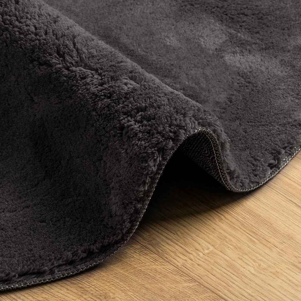Area Rugs Oval HUARTE Anthracite 160 x 230 cm 100% Polyester