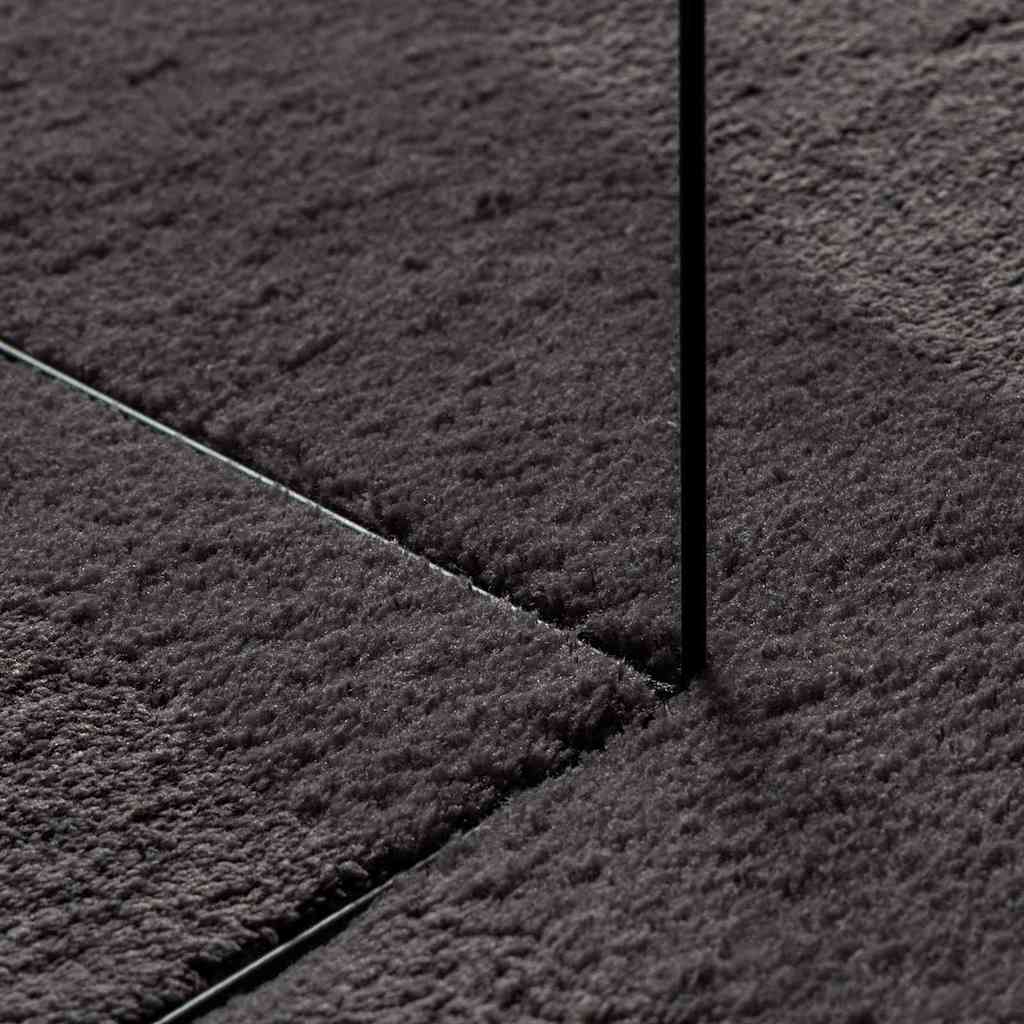 Area Rugs Oval HUARTE Anthracite 160 x 230 cm 100% Polyester