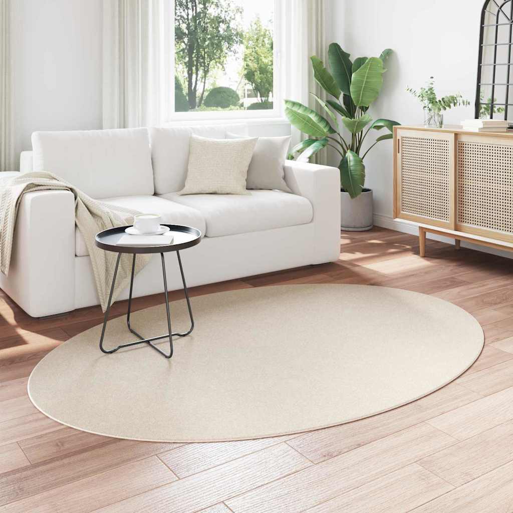 Area Rugs Oval HUARTE Beige 140 x 200 cm 100% Polyester