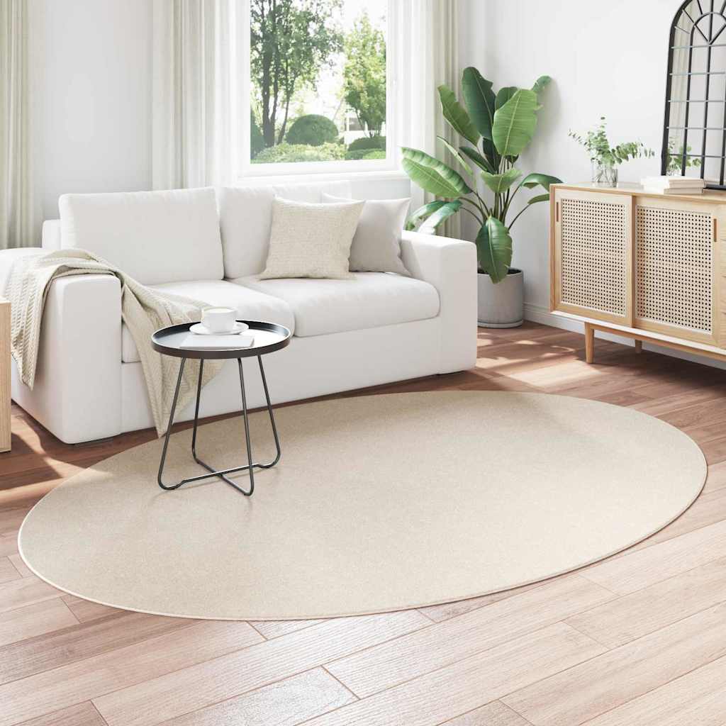 Area Rugs Oval HUARTE Beige 160 x 230 cm 100% Polyester